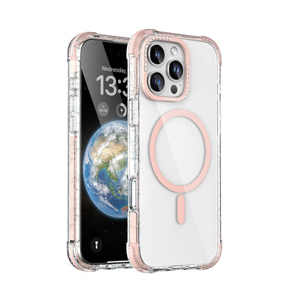 iPhone 16 Pro Max Kılıf M-safe Şarj Özellikli Taşlı ve Simli Tasarım Mutural Blink Kapak