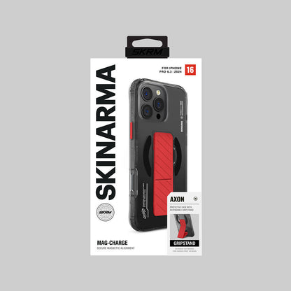 iPhone 16 Pro Max Kılıf M-safe Şarj Özellikli Teknoloji Desenli Standlı Skinarma Axon Kapak