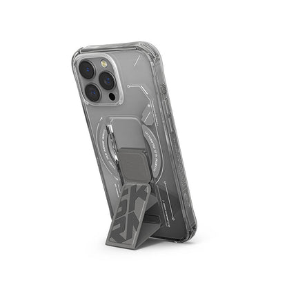 iPhone 16 Pro Max Kılıf M-safe Şarj Özellikli Teknoloji Desenli Standlı Skinarma Helio Kapak