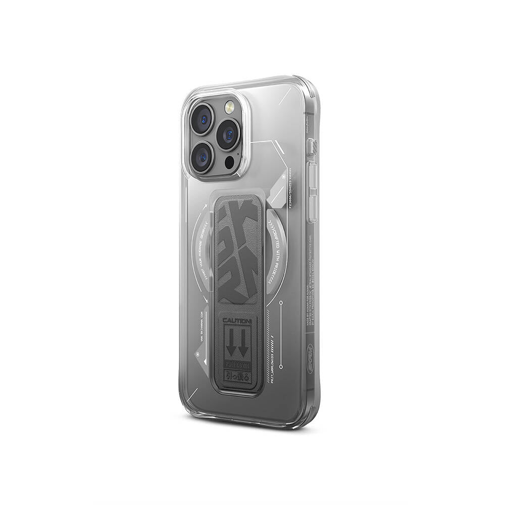 iPhone 16 Pro Max Kılıf M-safe Şarj Özellikli Teknoloji Desenli Standlı Skinarma Helio Kapak