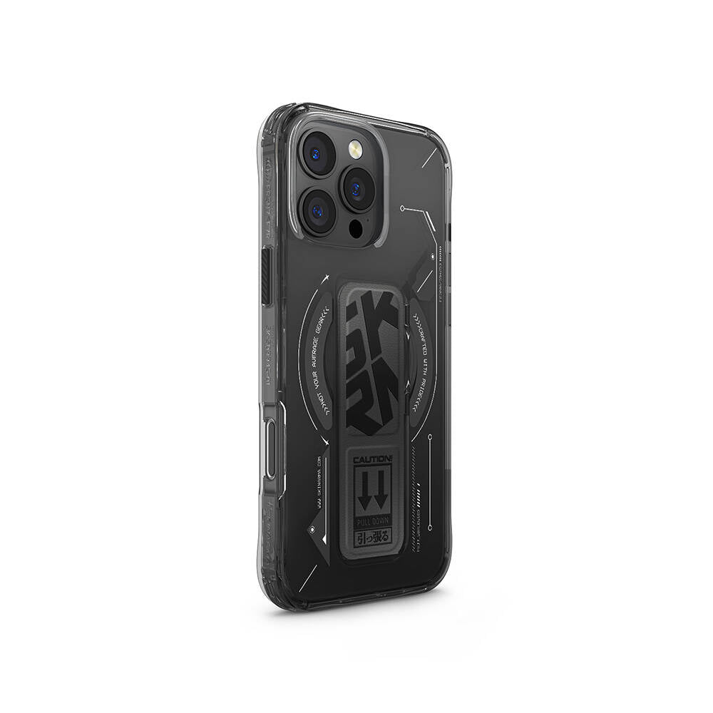 iPhone 16 Pro Max Kılıf M-safe Şarj Özellikli Teknoloji Desenli Standlı Skinarma Helio Kapak