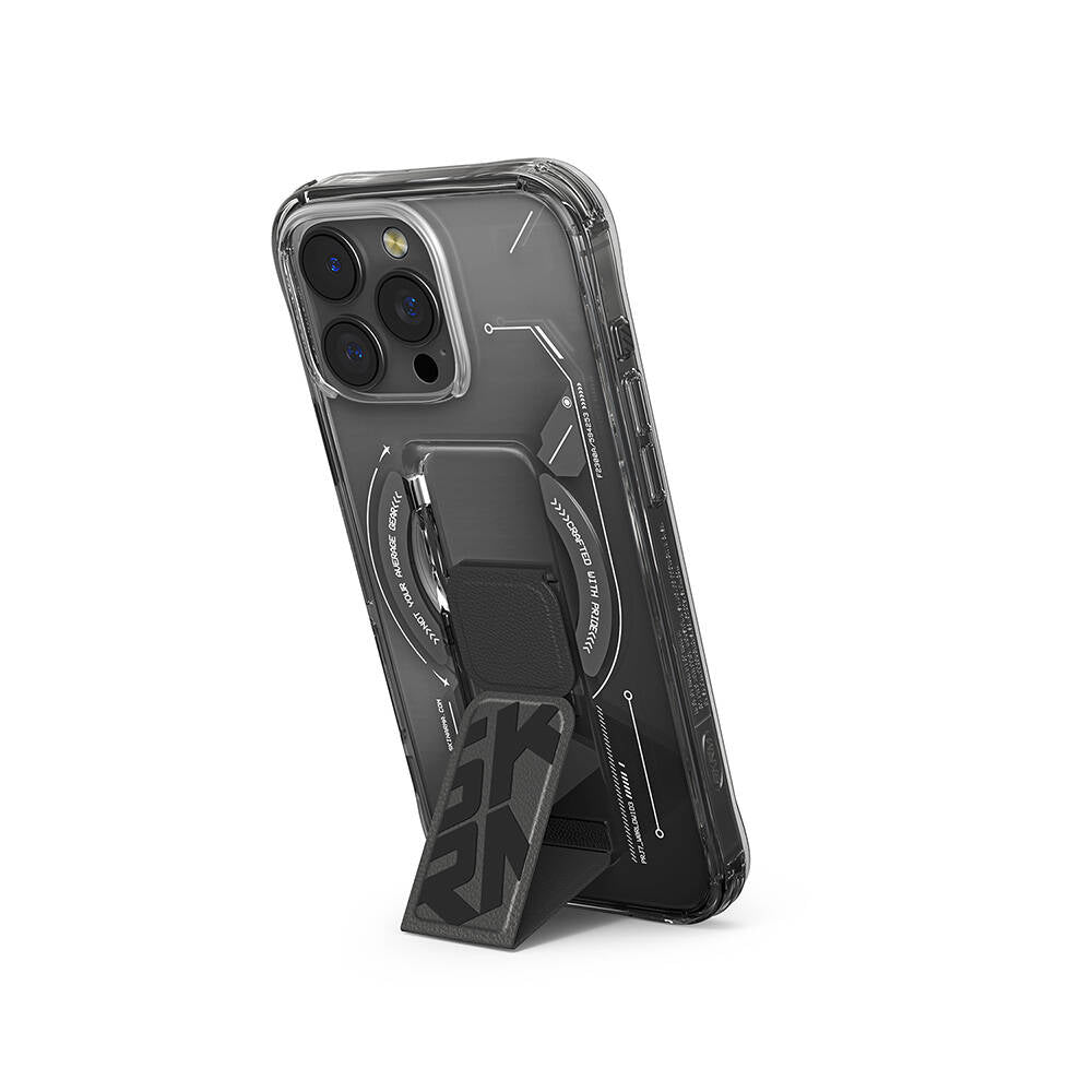 iPhone 16 Pro Max Kılıf M-safe Şarj Özellikli Teknoloji Desenli Standlı Skinarma Helio Kapak