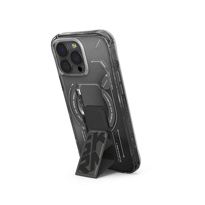 iPhone 16 Pro Max Kılıf M-safe Şarj Özellikli Teknoloji Desenli Standlı Skinarma Helio Kapak