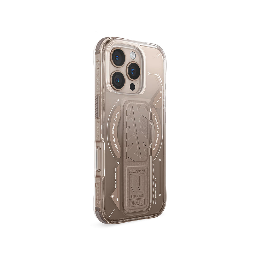 iPhone 16 Pro Max Kılıf M-safe Şarj Özellikli Teknoloji Desenli Standlı Skinarma Helio Kapak