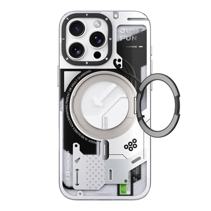 iPhone 16 Pro Max Kılıf M-safe Şarj Özellikli Youngkit 360° Standlı Starship Serisi Kapak