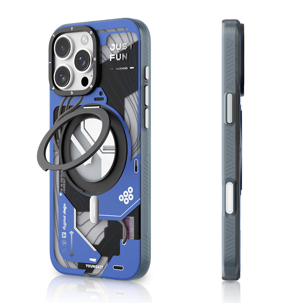 iPhone 16 Pro Max Kılıf M-safe Şarj Özellikli Youngkit 360° Standlı Starship Serisi Kapak