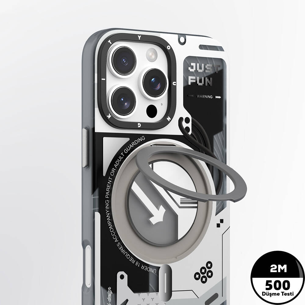 iPhone 16 Pro Max Kılıf M-safe Şarj Özellikli Youngkit 360° Standlı Starship Serisi Kapak