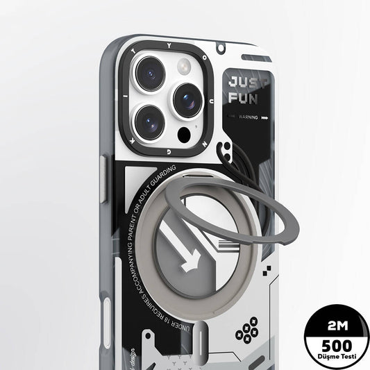 iPhone 16 Pro Max Kılıf M-safe Şarj Özellikli Youngkit 360° Standlı Starship Serisi Kapak