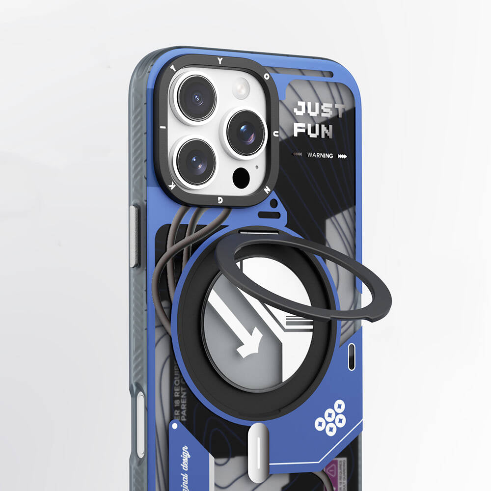iPhone 16 Pro Max Kılıf M-safe Şarj Özellikli Youngkit 360° Standlı Starship Serisi Kapak