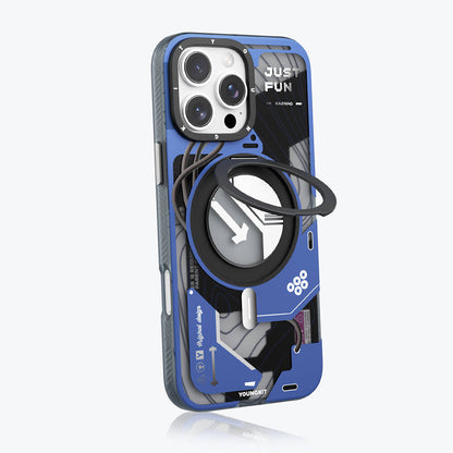 iPhone 16 Pro Max Kılıf M-safe Şarj Özellikli Youngkit 360° Standlı Starship Serisi Kapak