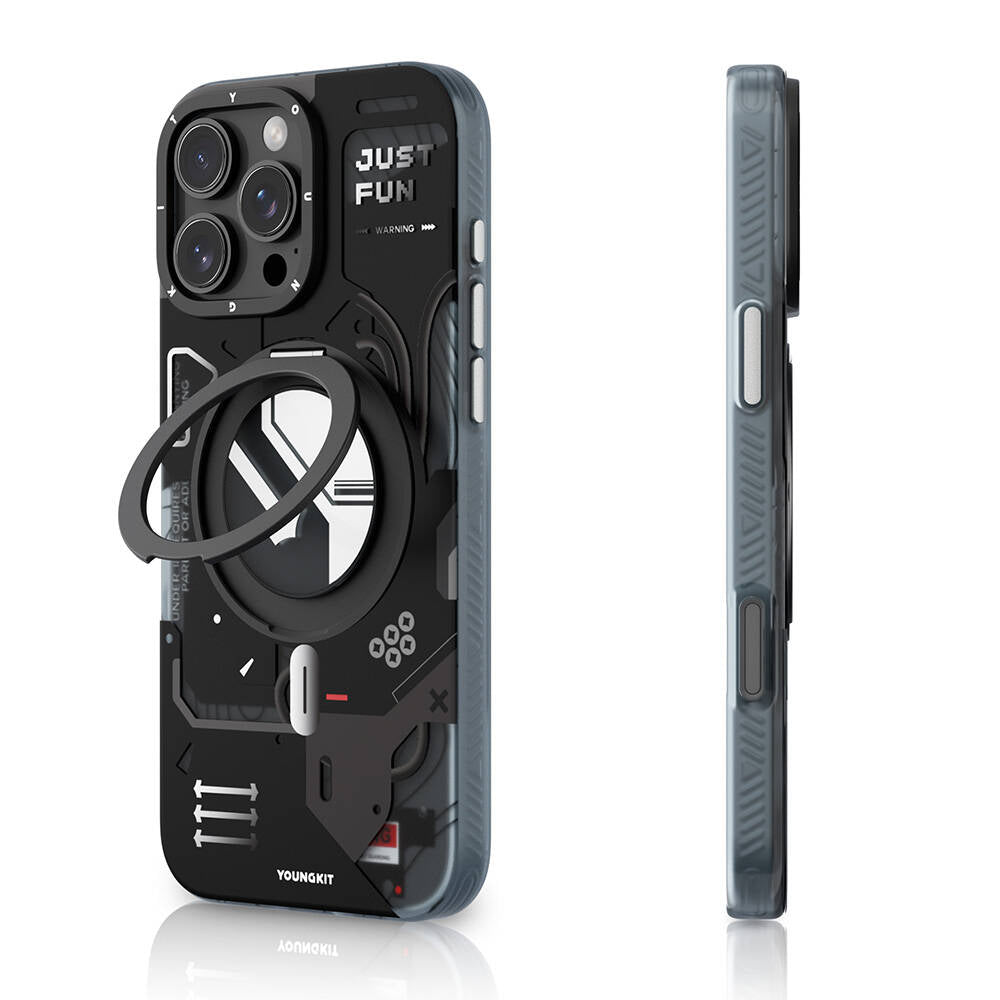 iPhone 16 Pro Max Kılıf M-safe Şarj Özellikli Youngkit 360° Standlı Starship Serisi Kapak