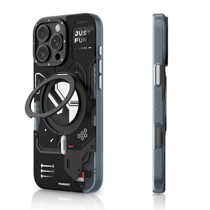 iPhone 16 Pro Max Kılıf M-safe Şarj Özellikli Youngkit 360° Standlı Starship Serisi Kapak