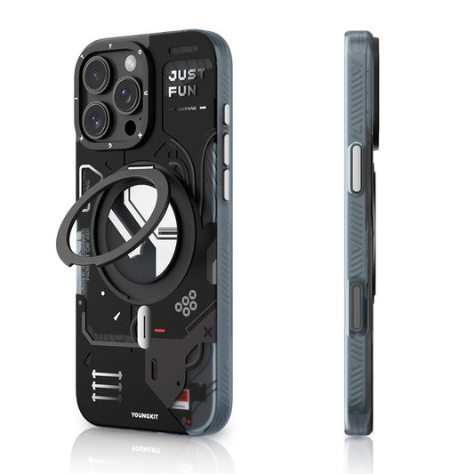 iPhone 16 Pro Max Kılıf M-safe Şarj Özellikli Youngkit 360° Standlı Starship Serisi Kapak