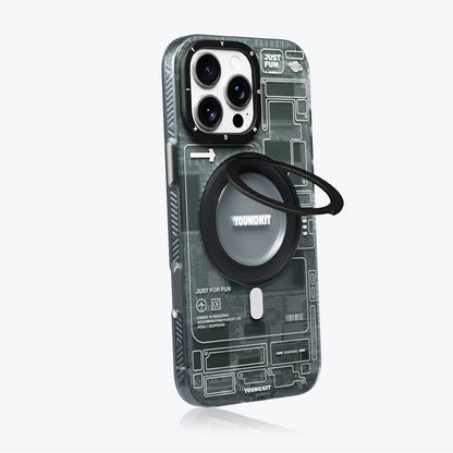 iPhone 16 Pro Max Kılıf M-safe Şarj Özellikli Youngkit 360° Standlı Technology Serisi Kapak