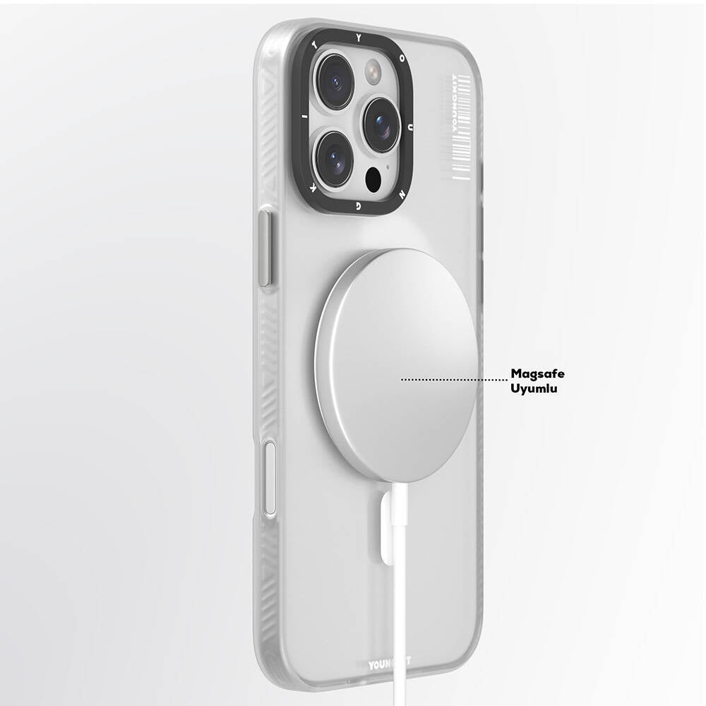 iPhone 16 Pro Max Kılıf M-safe Şarj Özellikli Youngkit Hidden Sand Serisi Kapak