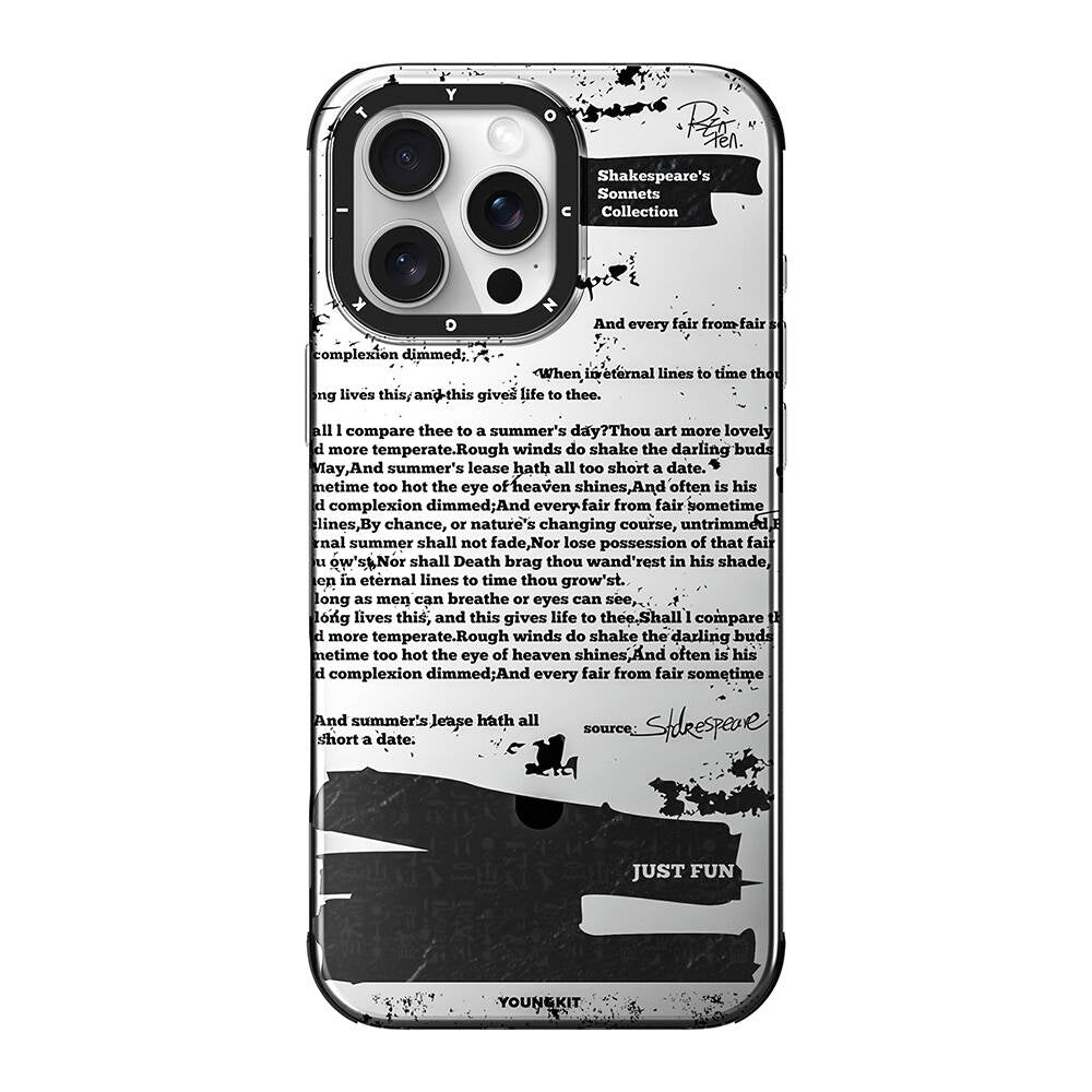 iPhone 16 Pro Max Kılıf M-safe Şarj Özellikli Youngkit Literary Serisi Shakespeare Kapak