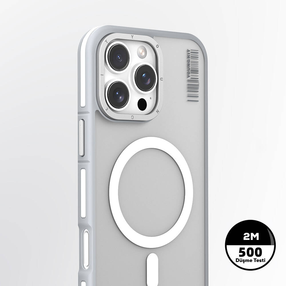 iPhone 16 Pro Max Kılıf M-safe Şarj Özellikli Youngkit Rock Sand Serisi Kapak