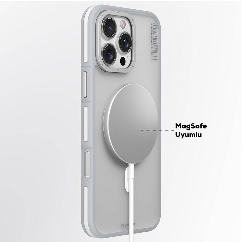 iPhone 16 Pro Max Kılıf M-safe Şarj Özellikli Youngkit Rock Sand Serisi Kapak