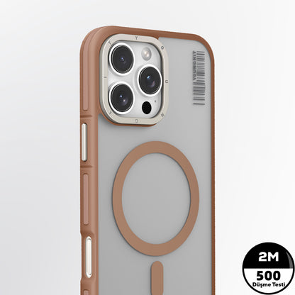 iPhone 16 Pro Max Kılıf M-safe Şarj Özellikli Youngkit Rock Sand Serisi Kapak