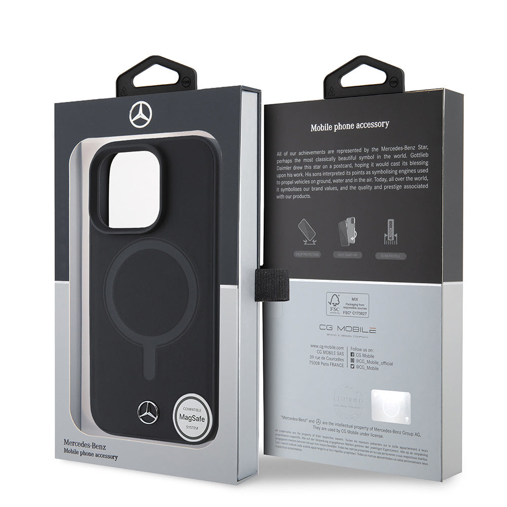 iPhone 16 Pro Max Kılıf Mercedes Benz M-safe Şarj Özellikli Yumuşak Deri Orjinal Lisanslı Kapak