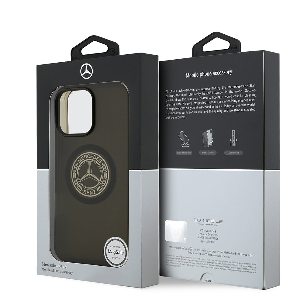 iPhone 16 Pro Max Kılıf Mercedes Benz Orjinal Lisanslı M-safe Şarj Özellikli Buzlu PC Nostaljik Yıldız Dizayn Kapak