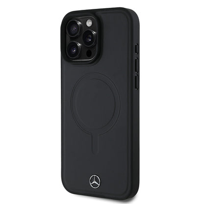 iPhone 16 Pro Max Kılıf Mercedes Benz Orjinal Lisanslı M-safe Şarj Özellikli Metal Yıldız Logolu Sade Pürüzsüz Deri Kapak