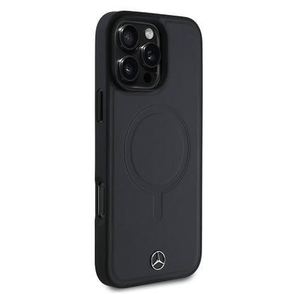 iPhone 16 Pro Max Kılıf Mercedes Benz Orjinal Lisanslı M-safe Şarj Özellikli Metal Yıldız Logolu Sade Pürüzsüz Deri Kapak