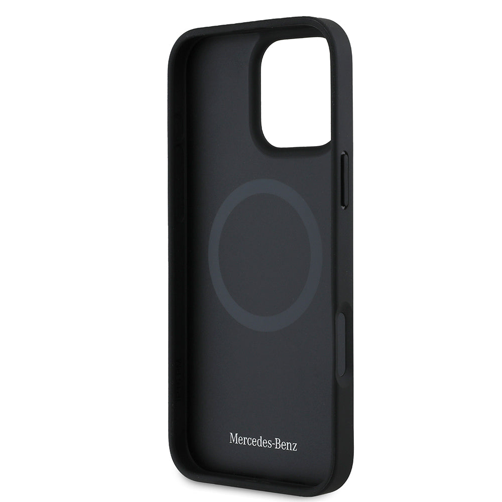 iPhone 16 Pro Max Kılıf Mercedes Benz Orjinal Lisanslı M-safe Şarj Özellikli Metal Yıldız Logolu Sade Pürüzsüz Deri Kapak
