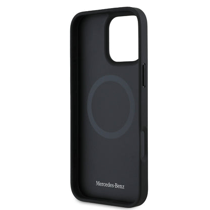 iPhone 16 Pro Max Kılıf Mercedes Benz Orjinal Lisanslı M-safe Şarj Özellikli Metal Yıldız Logolu Sade Pürüzsüz Deri Kapak