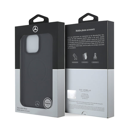 iPhone 16 Pro Max Kılıf Mercedes Benz Orjinal Lisanslı M-safe Şarj Özellikli Metal Yıldız Logolu Sade Pürüzsüz Deri Kapak