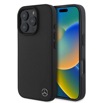 iPhone 16 Pro Max Kılıf Mercedes Benz Orjinal Lisanslı M-safe Şarj Özellikli 3D Metal Logolu Wood Imitation Deri Kapak