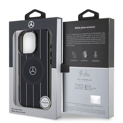 iPhone 16 Pro Max Kılıf Mercedes Benz Orjinal Lisanslı M-safe Şarj Özellikli Çift Katmanlı Paralel Çizgi Desenli Kapak