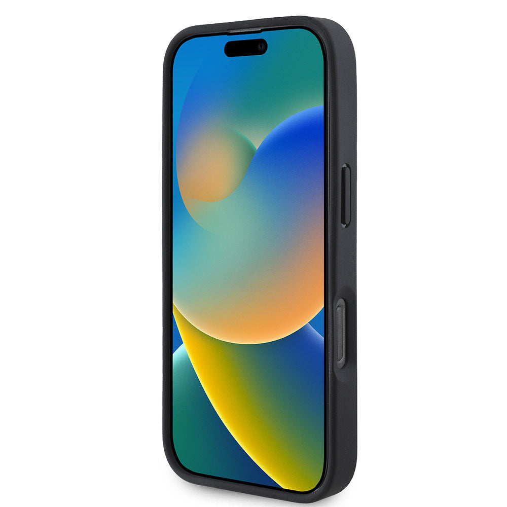 iPhone 16 Pro Max Kılıf Mercedes Benz Orjinal Lisanslı M-safe Şarj Özellikli Metal Yıldız Logolu Mavi Çizgili Deri Kapak