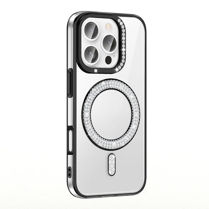 Apple iPhone 16 Pro Max Kılıf Pırlanta Taş Tasarımlı M-safe Şarj Özellikli Zore Karetta Silikon Kapak