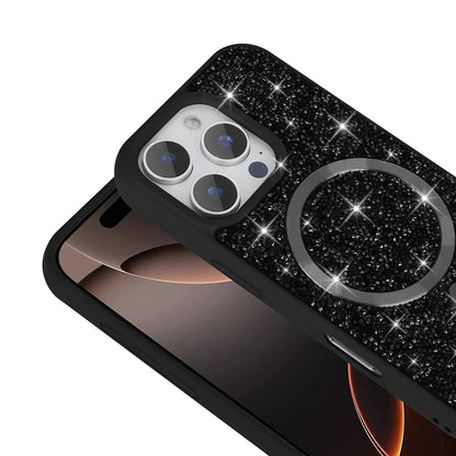 Apple iPhone 16 Pro Max Kılıf Pırlanta Tasarımlı M-safe Şarj Özellikli Zore Mozaik Silikon Kapak