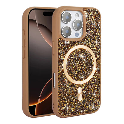 Apple iPhone 16 Pro Max Kılıf Pırlanta Tasarımlı M-safe Şarj Özellikli Zore Mozaik Silikon Kapak