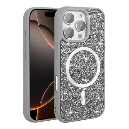 Apple iPhone 16 Pro Max Kılıf Pırlanta Tasarımlı M-safe Şarj Özellikli Zore Mozaik Silikon Kapak