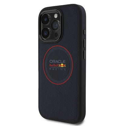 iPhone 16 Pro Max Kılıf Redbull Orjinal Lisanslı M-safe Şarj Özellikli Kırmızı Halka ve Logo Kabartmalı PU Deri Kapak