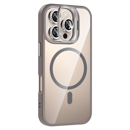 Apple iPhone 16 Pro Max Kılıf Standlı ve Kamera Lens Hediyeli M-Safe Şarj Özellikli Zore Etro Kapak
