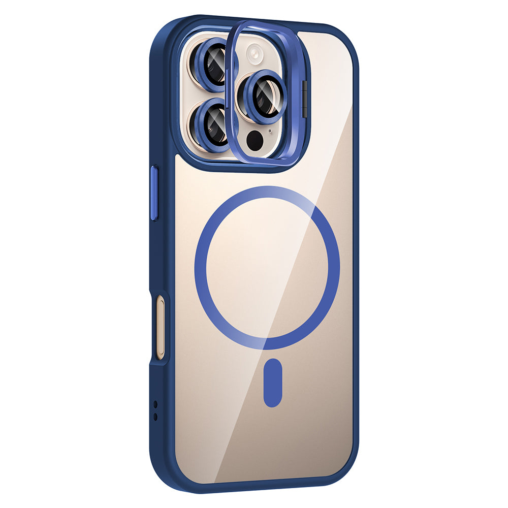 Apple iPhone 16 Pro Max Kılıf Standlı ve Kamera Lens Hediyeli M-Safe Şarj Özellikli Zore Etro Kapak