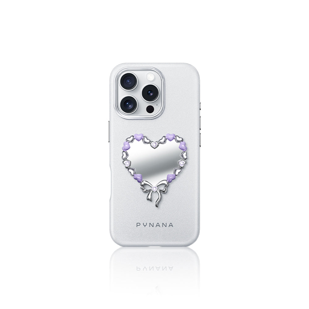 iPhone 16 Pro Max Kılıf Taşlı Kalp Tasarımlı Pynana Mirror Serisi Kapak