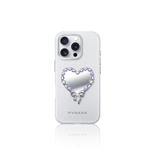 iPhone 16 Pro Max Kılıf Taşlı Kalp Tasarımlı Pynana Mirror Serisi Kapak