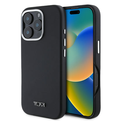 iPhone 16 Pro Max Kılıf TUMI Orjinal Lisanslı M-safe Şarj Özellikli Metal Yazı Logolu PU Deri Kapak