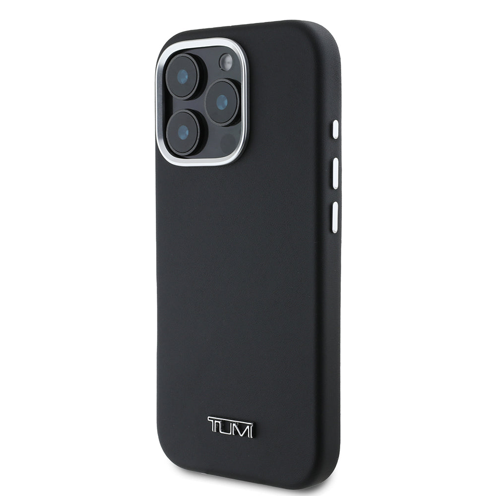 iPhone 16 Pro Max Kılıf TUMI Orjinal Lisanslı M-safe Şarj Özellikli Metal Yazı Logolu PU Deri Kapak
