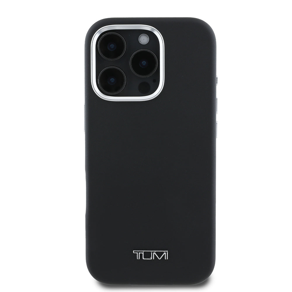 iPhone 16 Pro Max Kılıf TUMI Orjinal Lisanslı M-safe Şarj Özellikli Metal Yazı Logolu PU Deri Kapak