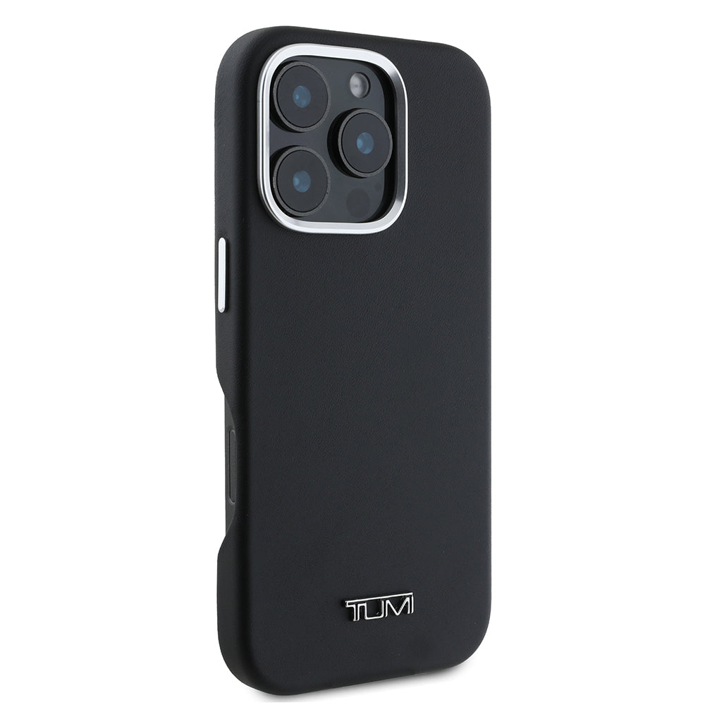 iPhone 16 Pro Max Kılıf TUMI Orjinal Lisanslı M-safe Şarj Özellikli Metal Yazı Logolu PU Deri Kapak