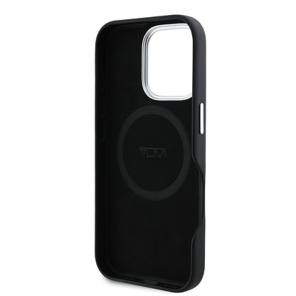 iPhone 16 Pro Max Kılıf TUMI Orjinal Lisanslı M-safe Şarj Özellikli Metal Yazı Logolu PU Deri Kapak