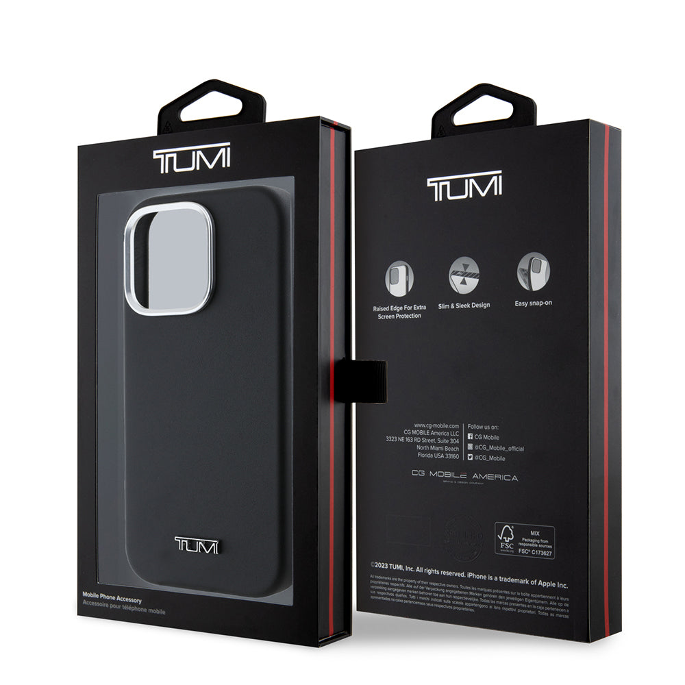 iPhone 16 Pro Max Kılıf TUMI Orjinal Lisanslı M-safe Şarj Özellikli Metal Yazı Logolu PU Deri Kapak