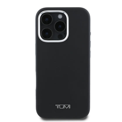iPhone 16 Pro Max Kılıf TUMI Orjinal Lisanslı M-safe Şarj Özellikli Metal Yazı Logolu PU Deri Kapak
