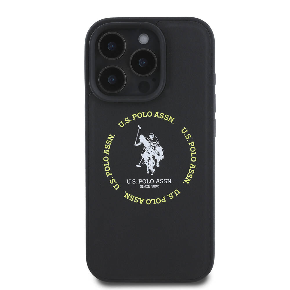 iPhone 16 Pro Max Kılıf U.S. Polo Assn. Orjinal Lisanslı M-safe Şarj Özellikli Circle ve Double Horse Logolu Deri Kapak